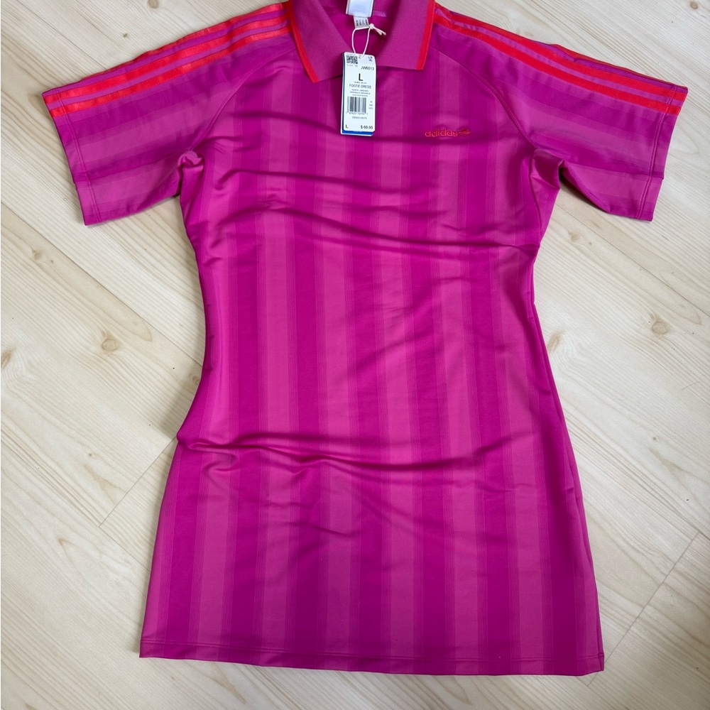 Adidas Vibrant Pink Polo with Red Accents